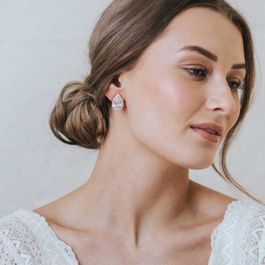 Boucles d’oreilles mariage cristal Swarovski plaquées or rose « Mélanie »