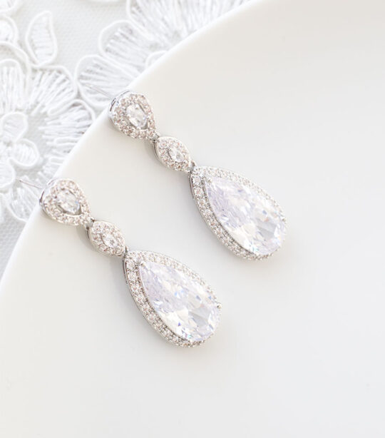 Boucles d’oreilles pendantes mariage ou soirée "Paula" – Image 2