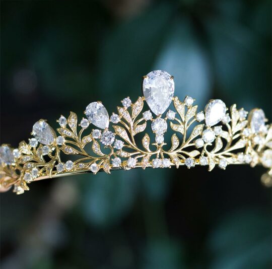 Diadème serre-tête mariage champêtre garni de diamants Pauline