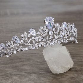 Diadème serre-tête mariage champêtre garni de diamants Pauline
