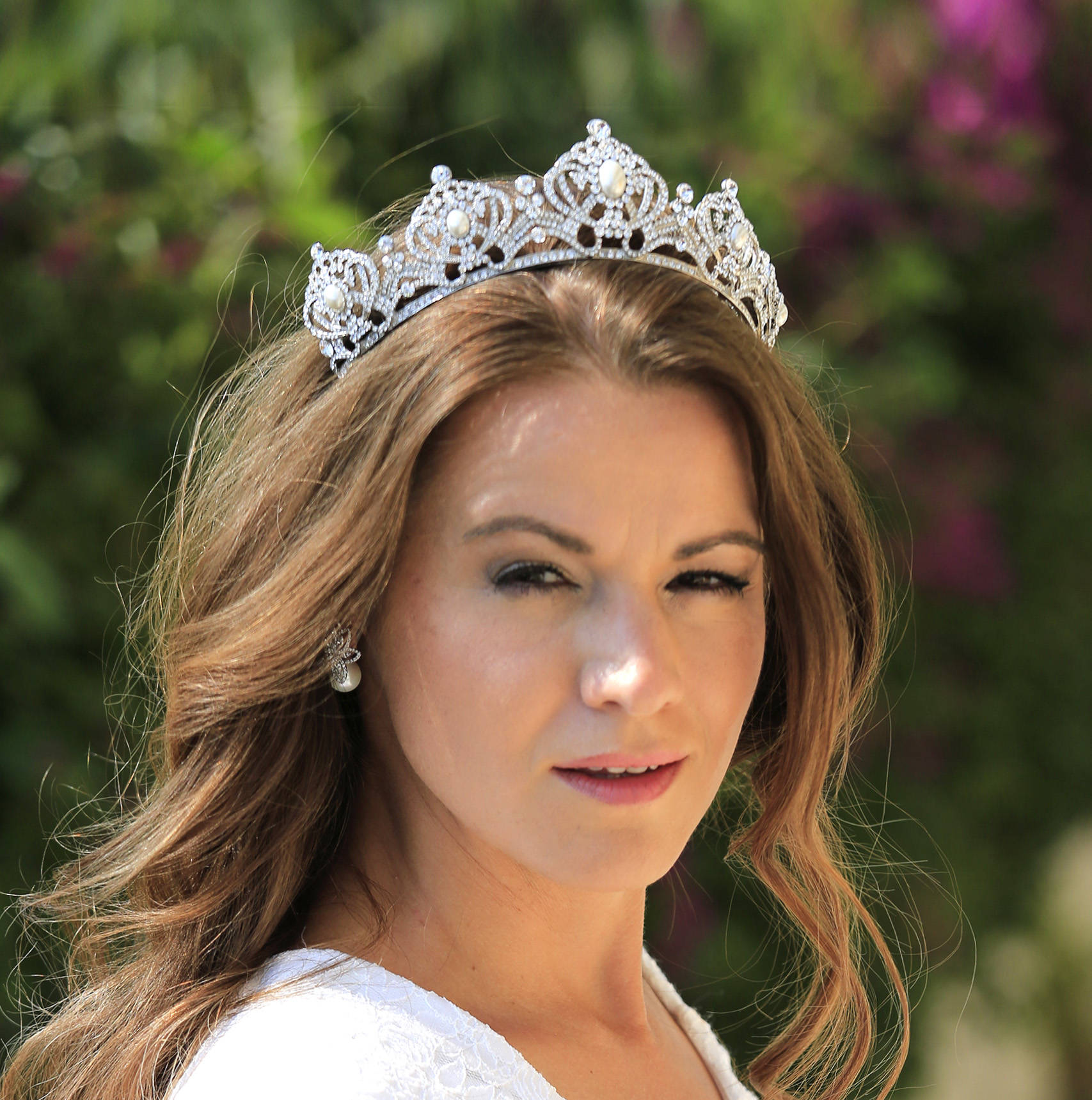 Tiare Diad me Mariage Cristal Swarovski Et Perles Pour Princesse