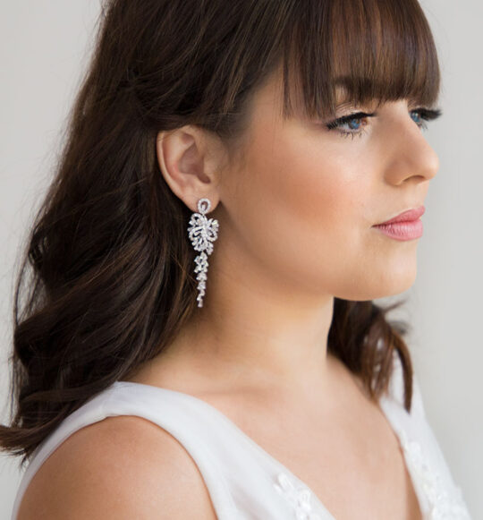 Boucles d’oreilles mariage avec diamants synthétiques « Aurélie »