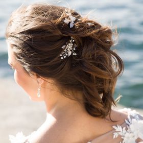 Pics chignon mariage perles et strass