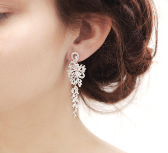 Boucles d’oreilles mariage avec diamants synthétiques "Aurélie"