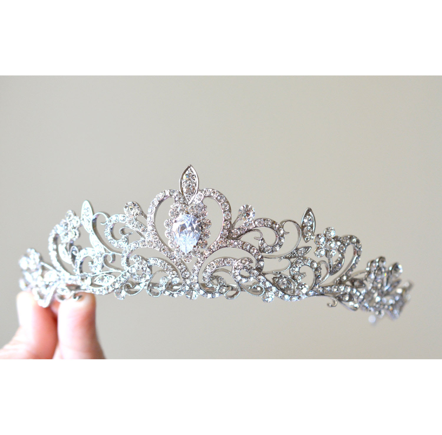 Couronne princesse mariage, diadème de luxe diamantée Olivia