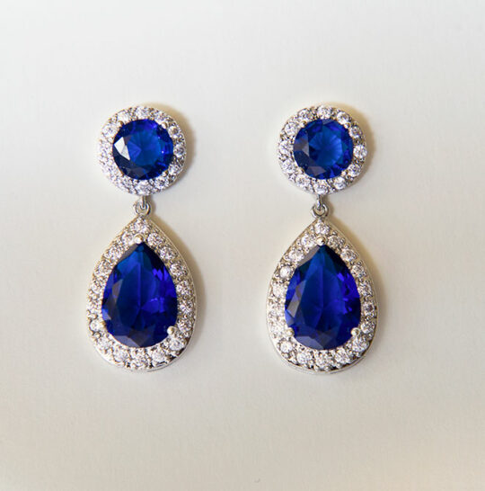 Boucles d’oreilles mariage classiques vert émeraude "Fanny" – Image 3