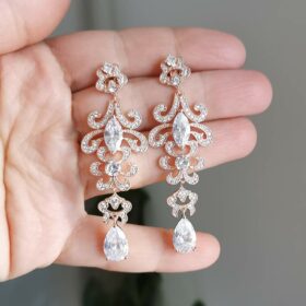 Boucles d’oreilles mariage longues Art Déco 