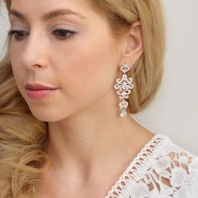 Boucles d’oreilles mariage longues Art Déco Tania