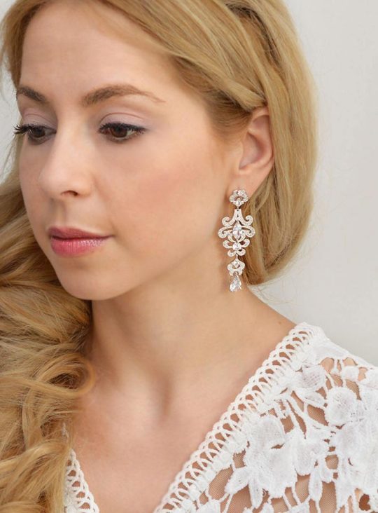 Boucles d’oreilles mariage longues Art Déco Tania