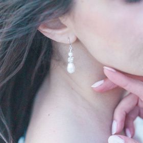 Boucles d’oreilles mariage perles strass