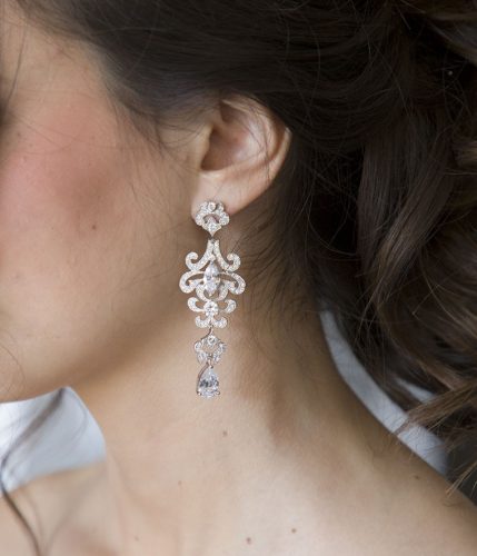 Boucles d'oreilles Belle Epoque Art Deco Crochet Argenté