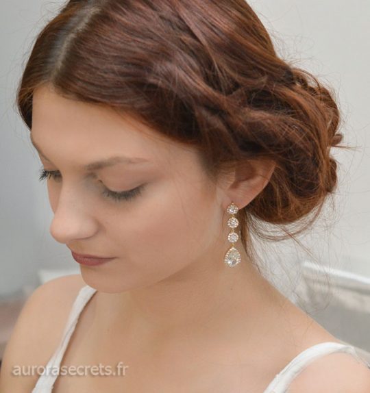 Boucles d'oreille mariage dorées