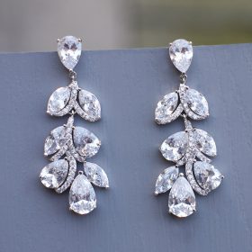 boucles d'oreilles feuilles cristal