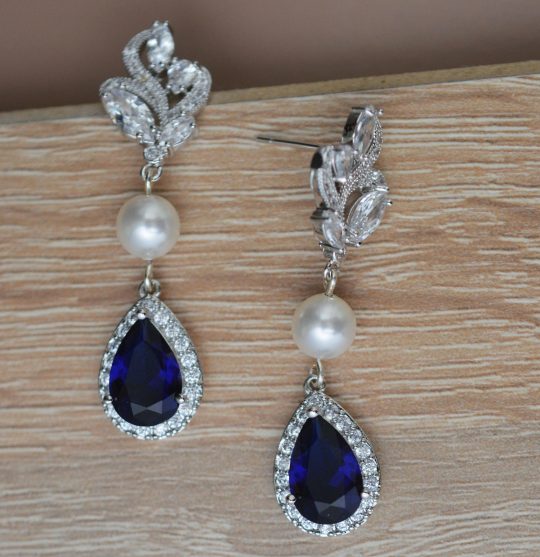 boucles d'oreilles mariage originales bleu 2