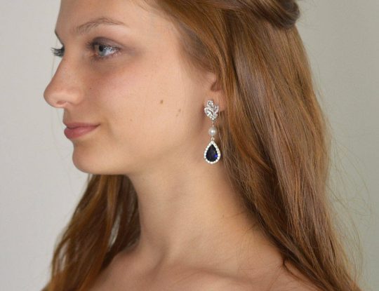 boucles d'oreilles mariage originales bleu 4