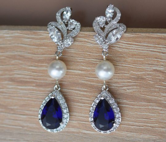 boucles d'oreilles mariage originales bleu