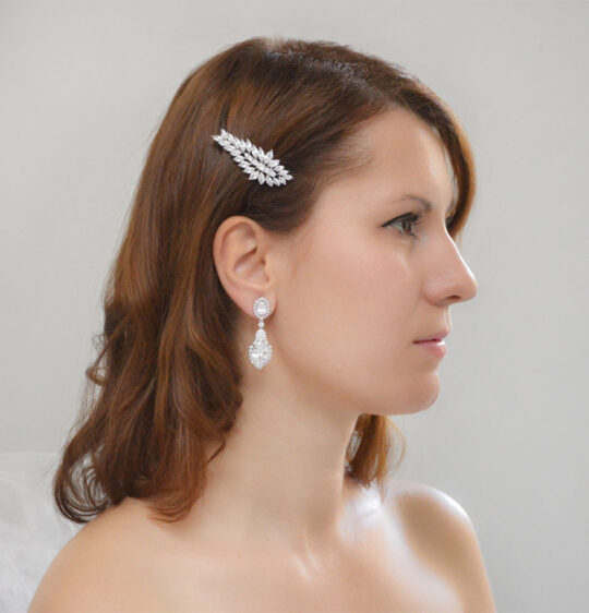 Boucles d’oreilles mariage chandelier diamants Zircon "Solange" – Image 2
