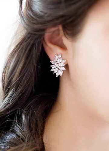 Boucles D'oreille Argentées Violettes Pour Robe De Mariée Ou Soirée – Style Fantaisie élégant