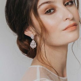 Boucles d’oreilles mariage pendantes argentée « Mathilde »