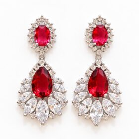Boucles d’oreilles mariage rouges colorées rubis "Mathilde"