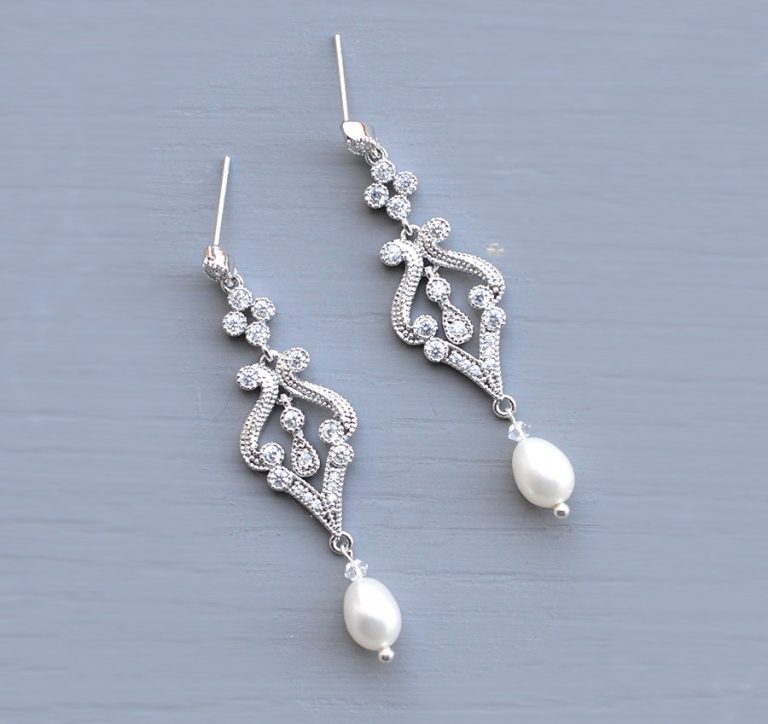 Boucles D'oreilles Perles Cristal Goutte D'eau - Style Vintage Bohème - Pour Mariage, Soirée, Quotidien