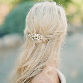 Peigne de cheveux mariée cristal finition argentée vintage Elsa