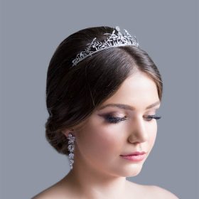 Diadème mariage feuilles couronne boho Swarovski argenté