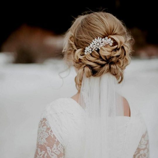Peigne cheveux mariée fleur cristal, bijoux de tête « Felicia »
