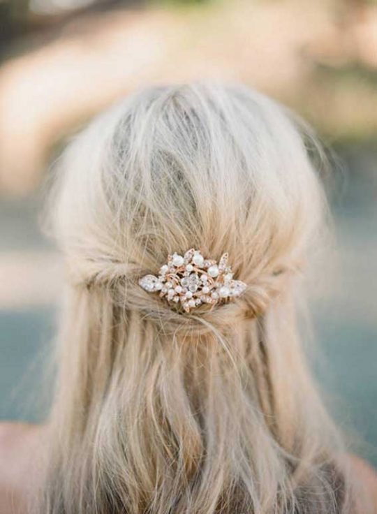 Peigne cheveux perles cristal Swarovski, bijoux mariage Amandine