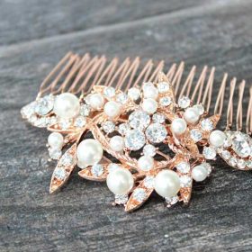 Peigne cheveux perles cristal Swarovski, bijoux mariage Amandine