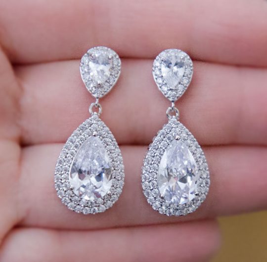 boucles oreilles mariage cristal zircon