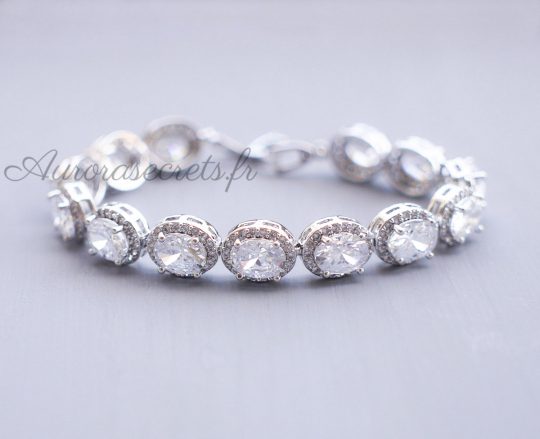 bracelet mariage oxyde de zirconium ovale