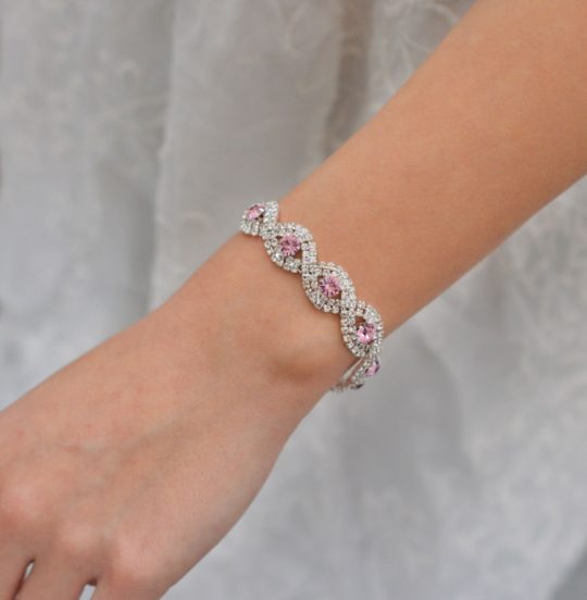 bracelet de mariée cristal rose