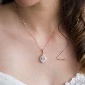 collier or rose mariage zircon