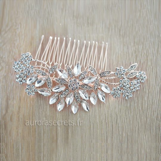 peigne cheveux mariee fleur cristal 3