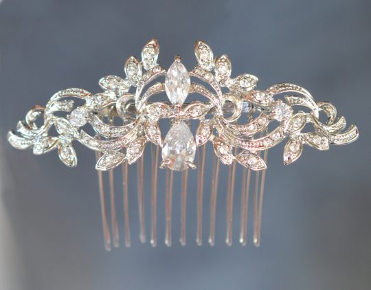 peigne coiffure mariage cristal argente 2