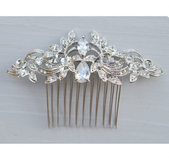 peigne coiffure mariage cristal argente 3