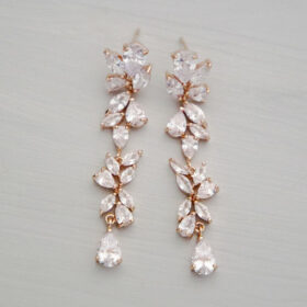 Boucles d’oreilles mariage pendantes cristal Zircon Carina