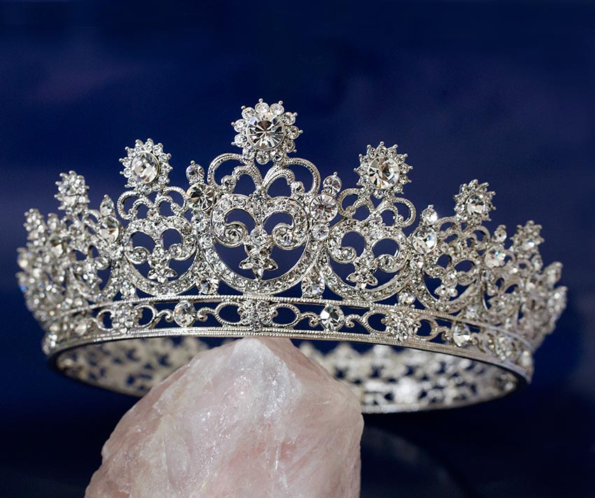 Couronne princesse mariage, bijoux royal cristal Annabelle