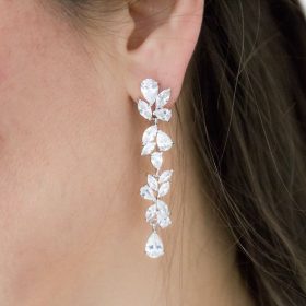 Boucles d'oreilles pour mariage pendantes cristal