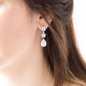 Boucles d'oreilles pour la mariée ou soirée ornées oxydes de zirconium