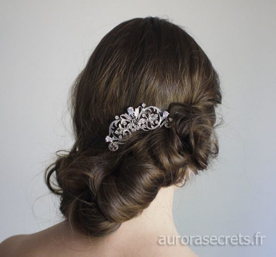 Peigne cristal mariage, bijou de tête romantique