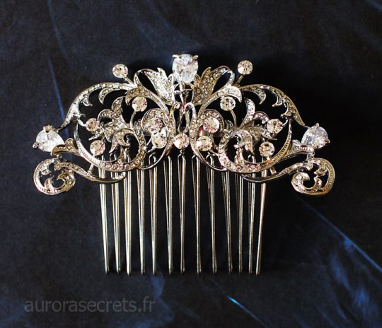 Peigne cristal mariage, bijou de tête royal