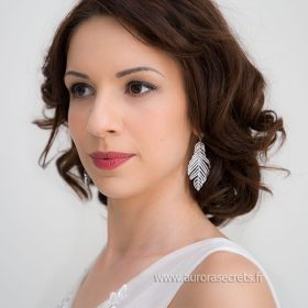 Boucles d'oreilles feuilles longues pour mariage