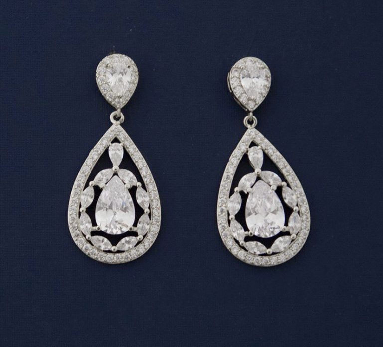 Boucles d'Oreilles Art Déco Diamants Et Saphirs
