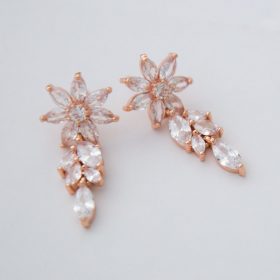 Boucles d'oreilles mariée rose gold pendantes