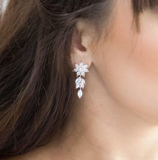 boucles d'oreilles mariage brillantes