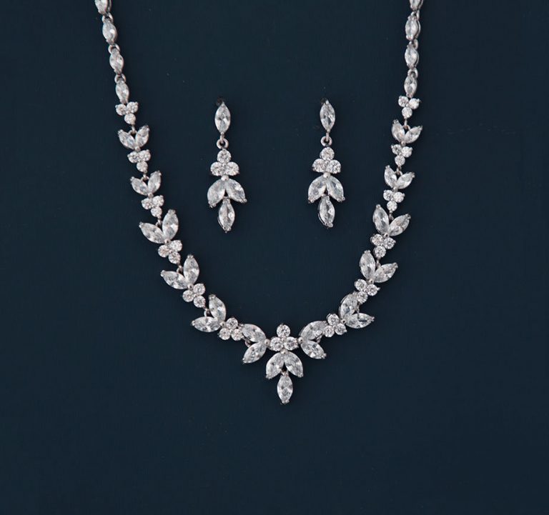 Parure De Bijoux De Mariage – Collier Et Boucles D’oreilles En Strass En Forme De Larme, Cristal, Pour Femme - 5