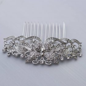 Peigne coiffure mariage papillon en cristal