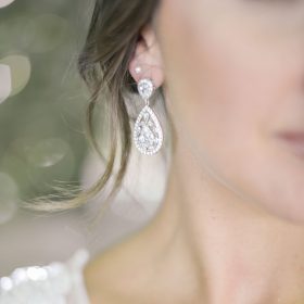 Boucles d’oreilles de mariage en cristal argentées « Gabriella »